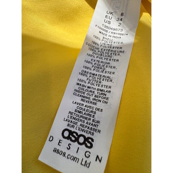 New ASOS Design Women's Size US 2 Yellow Ruffled Maxi Dress With Layered Skirt - Picture 11 of 11